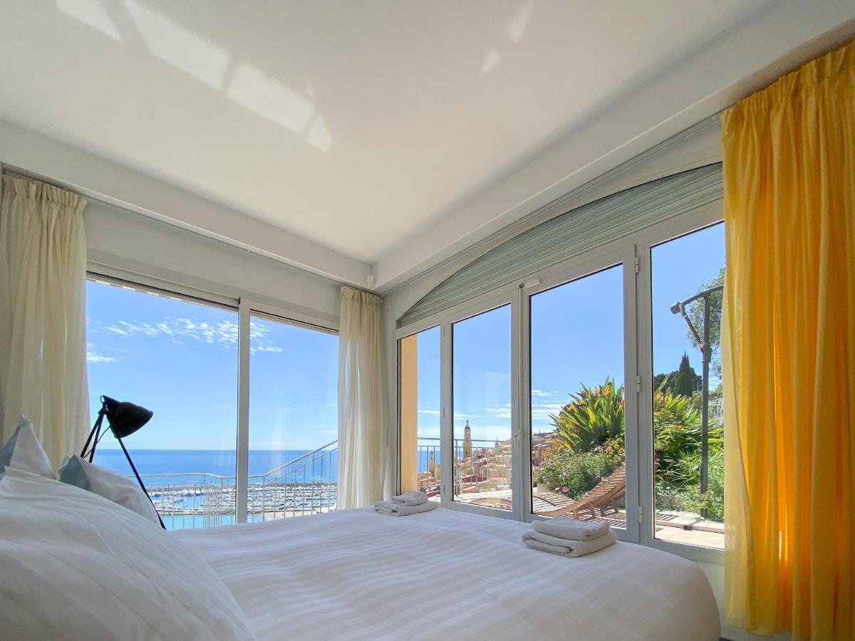 Villa L'Ensoleillee Vue Panoramique Mer, 250 M De La Plage Et Du Centre Ville 芒通 外观 照片
