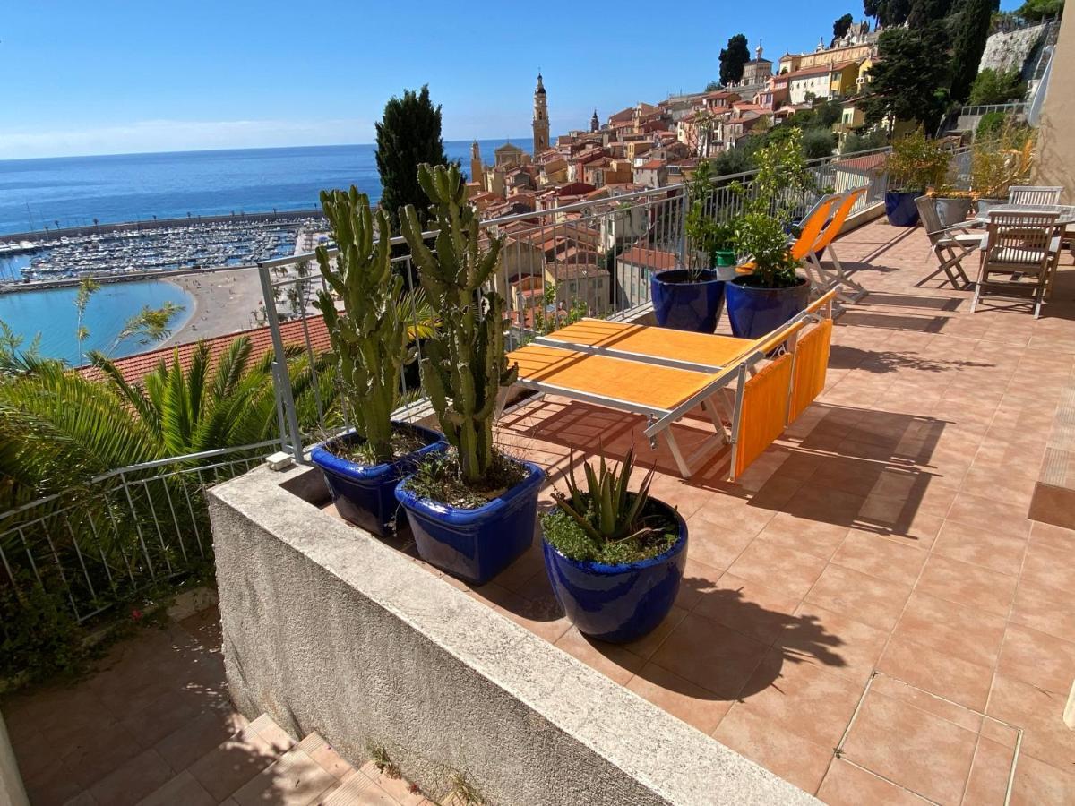 Villa L'Ensoleillee Vue Panoramique Mer, 250 M De La Plage Et Du Centre Ville 芒通 外观 照片
