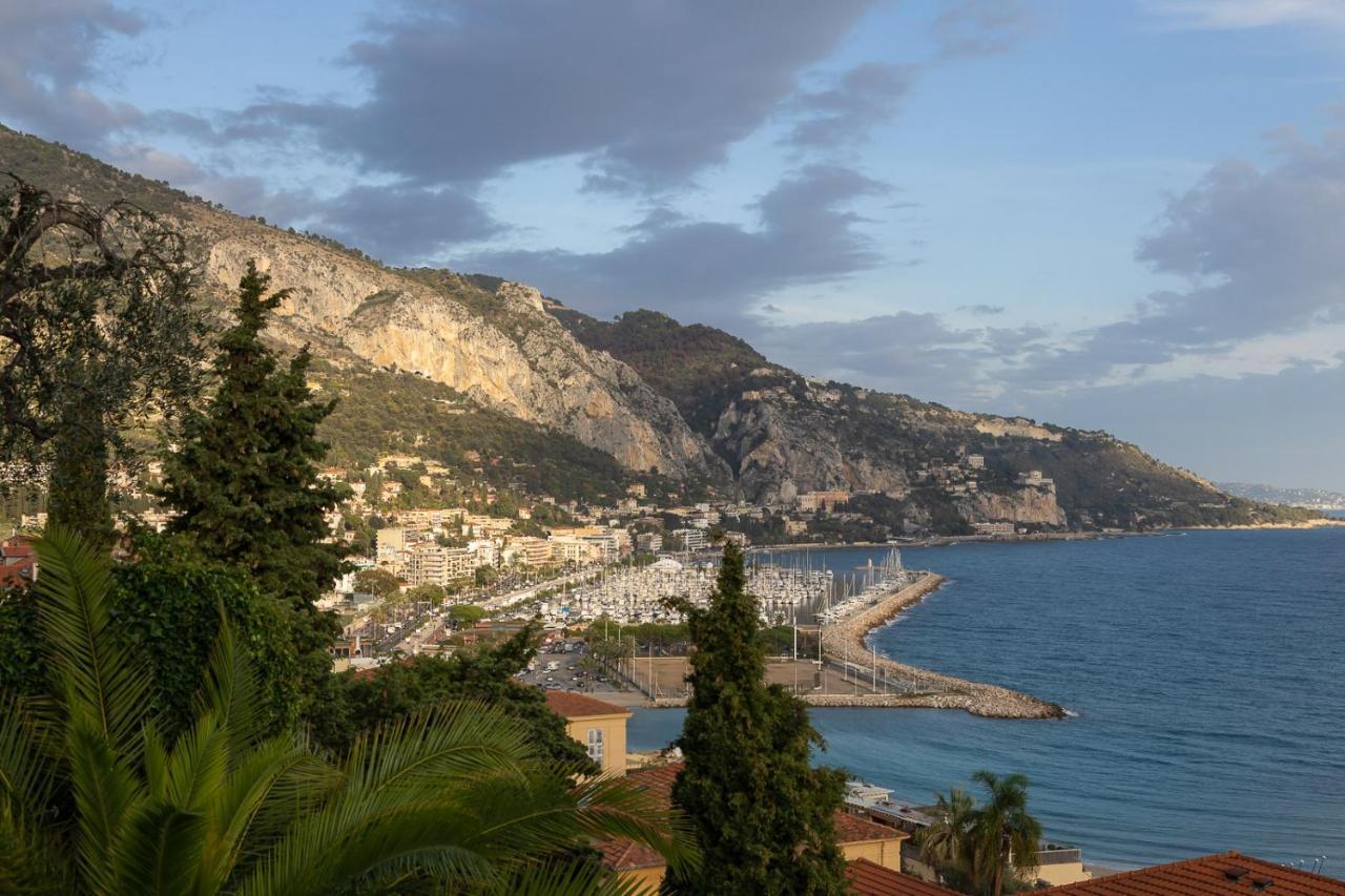 Villa L'Ensoleillee Vue Panoramique Mer, 250 M De La Plage Et Du Centre Ville 芒通 外观 照片
