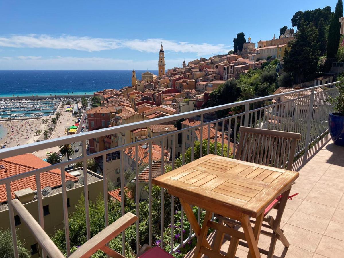 Villa L'Ensoleillee Vue Panoramique Mer, 250 M De La Plage Et Du Centre Ville 芒通 外观 照片