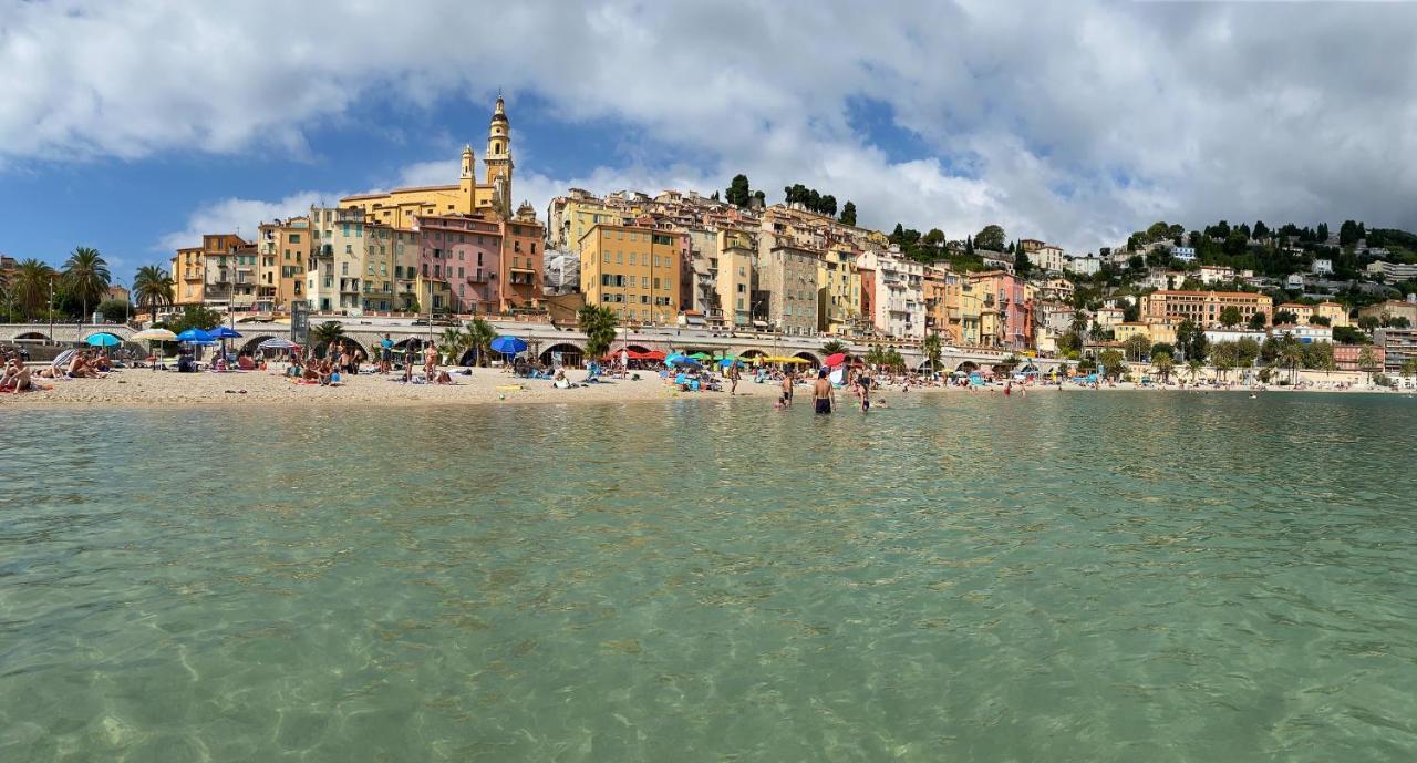 Villa L'Ensoleillee Vue Panoramique Mer, 250 M De La Plage Et Du Centre Ville 芒通 外观 照片