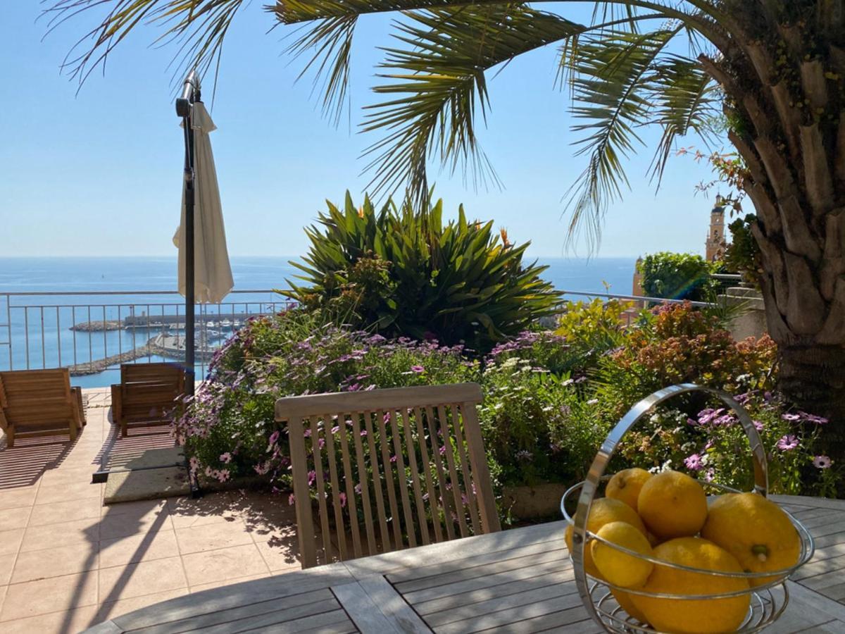 Villa L'Ensoleillee Vue Panoramique Mer, 250 M De La Plage Et Du Centre Ville 芒通 外观 照片