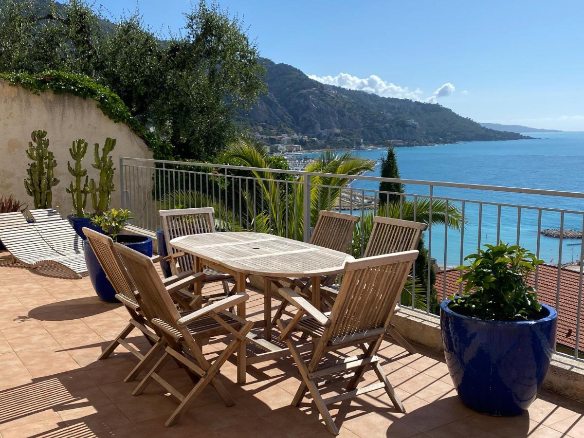 Villa L'Ensoleillee Vue Panoramique Mer, 250 M De La Plage Et Du Centre Ville 芒通 外观 照片